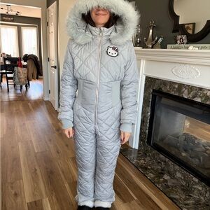 Hello Kitty Gray Quilted Winter Suit with Fur Trim